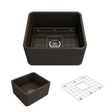 BOCCHI - Classico Farmhouse Apron Front Fireclay 20 in. Single Bowl Kitchen Sink with Protective Bottom Grid and Strainer in Matte Brown - Matte Brown