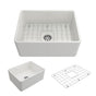 BOCCHI - Classico Farmhouse Apron Front Fireclay 24 in. Single Bowl Kitchen Sink with Protective Bottom Grid and Strainer in White - White