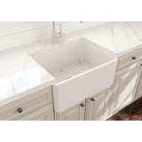 Classico Farmhouse Apron Front Fireclay 24 in. Single Bowl Kitchen Sink with Protective Bottom Grid and Strainer in White