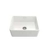 Classico Farmhouse Apron Front Fireclay 24 in. Single Bowl Kitchen Sink with Protective Bottom Grid and Strainer in White