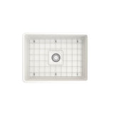 Classico Farmhouse Apron Front Fireclay 24 in. Single Bowl Kitchen Sink with Protective Bottom Grid and Strainer in White