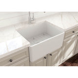 Classico Farmhouse Apron Front Fireclay 24 in. Single Bowl Kitchen Sink with Protective Bottom Grid and Strainer in White