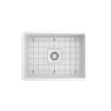 Classico Farmhouse Apron Front Fireclay 24 in. Single Bowl Kitchen Sink with Protective Bottom Grid and Strainer in White