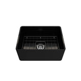 Classico Farmhouse Apron Front Fireclay 24 in. Single Bowl Kitchen Sink with Protective Bottom Grid and Strainer in White