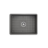 Classico Farmhouse Apron Front Fireclay 24 in. Single Bowl Kitchen Sink with Protective Bottom Grid and Strainer in White