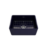 Classico Farmhouse Apron Front Fireclay 24 in. Single Bowl Kitchen Sink with Protective Bottom Grid and Strainer in White