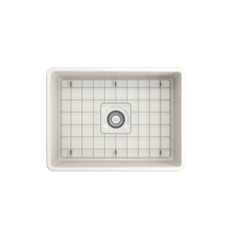 Classico Farmhouse Apron Front Fireclay 24 in. Single Bowl Kitchen Sink with Protective Bottom Grid and Strainer in White