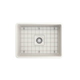 Classico Farmhouse Apron Front Fireclay 24 in. Single Bowl Kitchen Sink with Protective Bottom Grid and Strainer in White