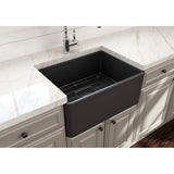 Classico Farmhouse Apron Front Fireclay 24 in. Single Bowl Kitchen Sink with Protective Bottom Grid and Strainer in White