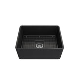 Classico Farmhouse Apron Front Fireclay 24 in. Single Bowl Kitchen Sink with Protective Bottom Grid and Strainer in White