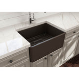 Classico Farmhouse Apron Front Fireclay 24 in. Single Bowl Kitchen Sink with Protective Bottom Grid and Strainer in White