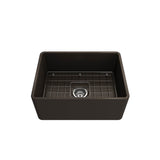 Classico Farmhouse Apron Front Fireclay 24 in. Single Bowl Kitchen Sink with Protective Bottom Grid and Strainer in White