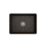 Classico Farmhouse Apron Front Fireclay 24 in. Single Bowl Kitchen Sink with Protective Bottom Grid and Strainer in White