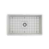 Classico Farmhouse Apron Front Fireclay 30 in. Single Bowl Kitchen Sink with Protective Bottom Grid and Strainer in White