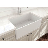 Classico Farmhouse Apron Front Fireclay 30 in. Single Bowl Kitchen Sink with Protective Bottom Grid and Strainer in White