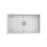 Classico Farmhouse Apron Front Fireclay 30 in. Single Bowl Kitchen Sink with Protective Bottom Grid and Strainer in White