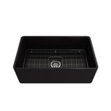 Classico Farmhouse Apron Front Fireclay 30 in. Single Bowl Kitchen Sink with Protective Bottom Grid and Strainer in White