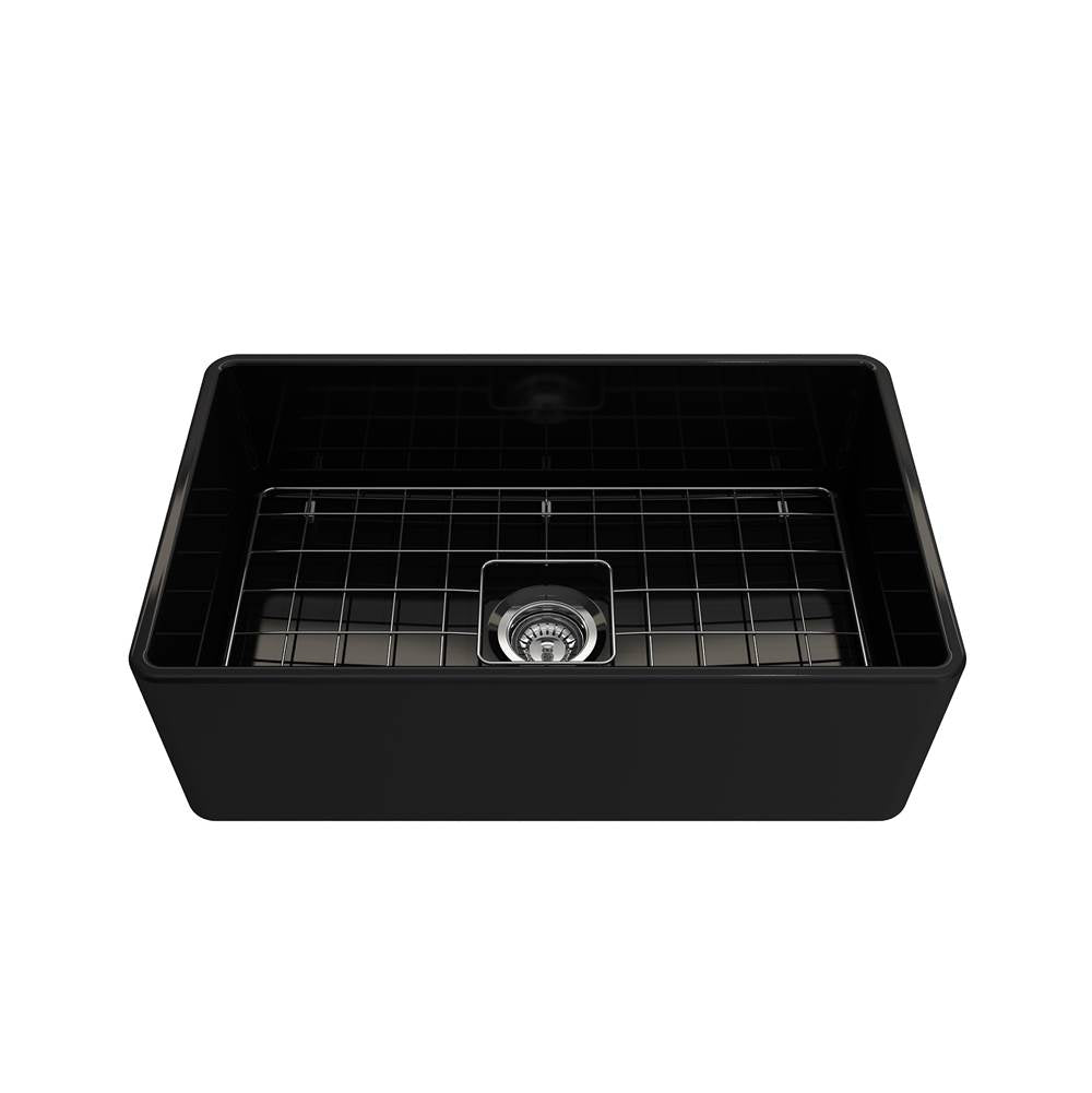 Classico Farmhouse Apron Front Fireclay 30 in. Single Bowl Kitchen Sink with Protective Bottom Grid and Strainer in White