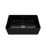 Classico Farmhouse Apron Front Fireclay 30 in. Single Bowl Kitchen Sink with Protective Bottom Grid and Strainer in White