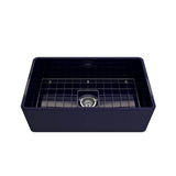 Classico Farmhouse Apron Front Fireclay 30 in. Single Bowl Kitchen Sink with Protective Bottom Grid and Strainer in White