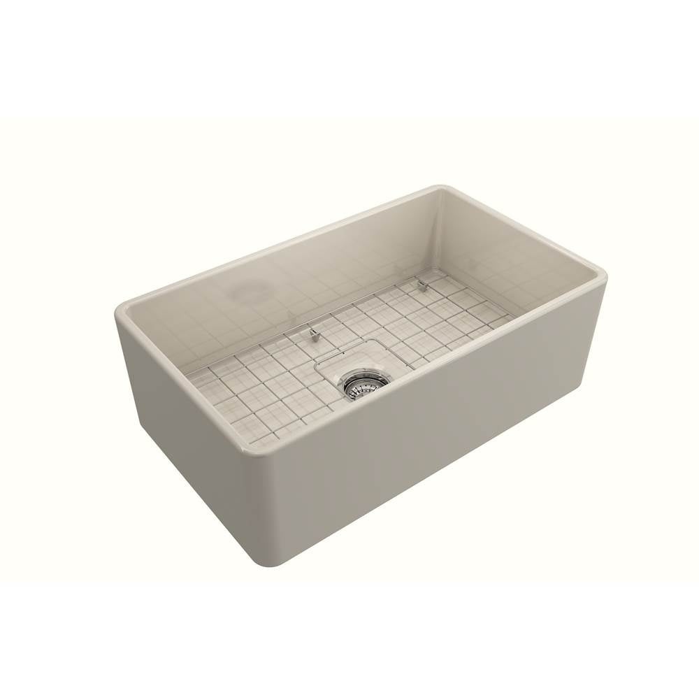 Classico Farmhouse Apron Front Fireclay 30 in. Single Bowl Kitchen Sink with Protective Bottom Grid and Strainer in White