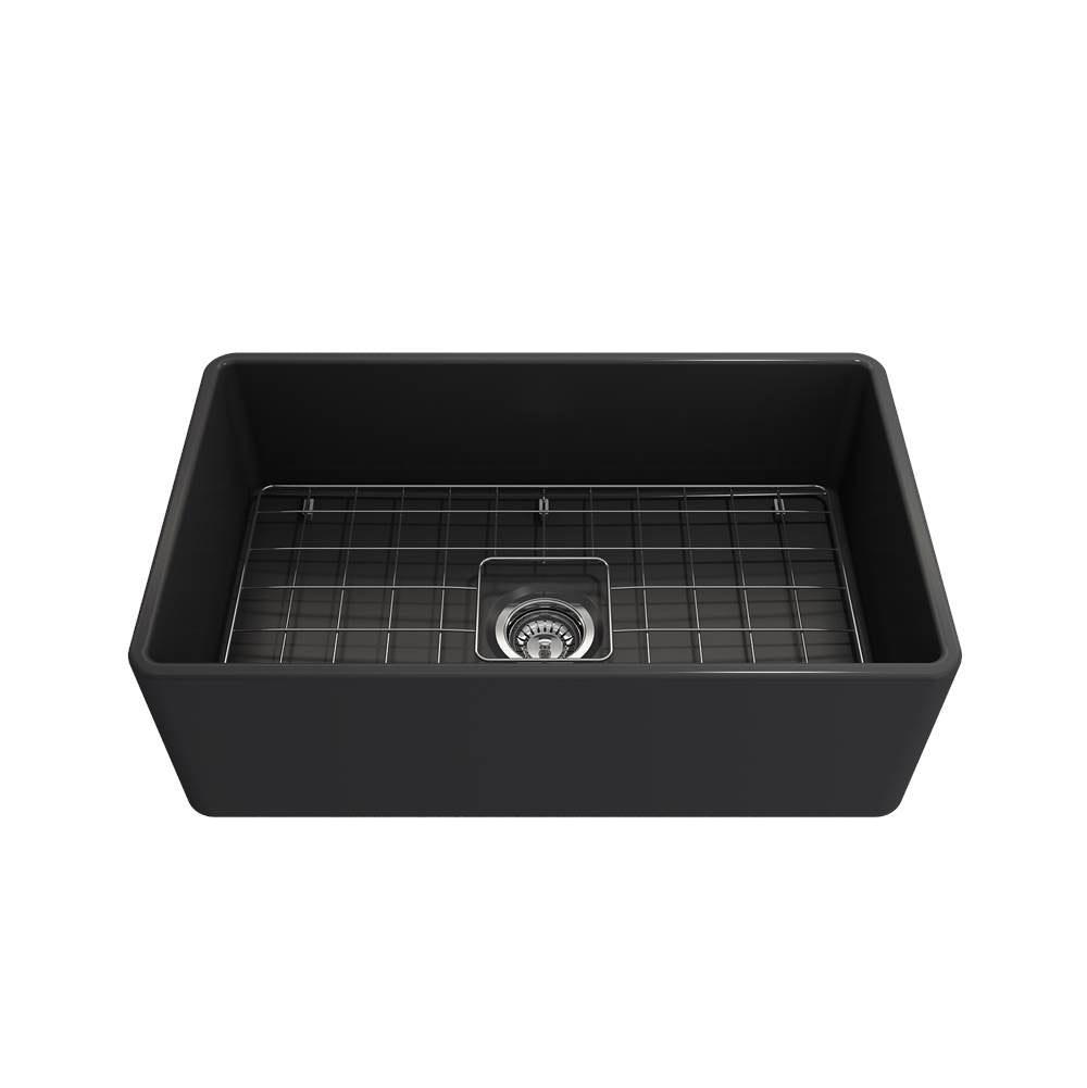 Classico Farmhouse Apron Front Fireclay 30 in. Single Bowl Kitchen Sink with Protective Bottom Grid and Strainer in White