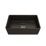 Classico Farmhouse Apron Front Fireclay 30 in. Single Bowl Kitchen Sink with Protective Bottom Grid and Strainer in White