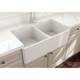 Classico Farmhouse Apron Front Fireclay 33 in. Double Bowl Kitchen Sink with Protective Bottom Grids and Strainers in White