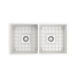 Classico Farmhouse Apron Front Fireclay 33 in. Double Bowl Kitchen Sink with Protective Bottom Grids and Strainers in White