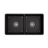 Classico Farmhouse Apron Front Fireclay 33 in. Double Bowl Kitchen Sink with Protective Bottom Grids and Strainers in White