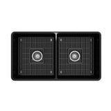 Classico Farmhouse Apron Front Fireclay 33 in. Double Bowl Kitchen Sink with Protective Bottom Grids and Strainers in White
