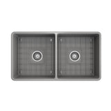 Classico Farmhouse Apron Front Fireclay 33 in. Double Bowl Kitchen Sink with Protective Bottom Grids and Strainers in White
