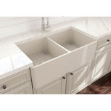 Classico Farmhouse Apron Front Fireclay 33 in. Double Bowl Kitchen Sink with Protective Bottom Grids and Strainers in White
