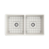 Classico Farmhouse Apron Front Fireclay 33 in. Double Bowl Kitchen Sink with Protective Bottom Grids and Strainers in White