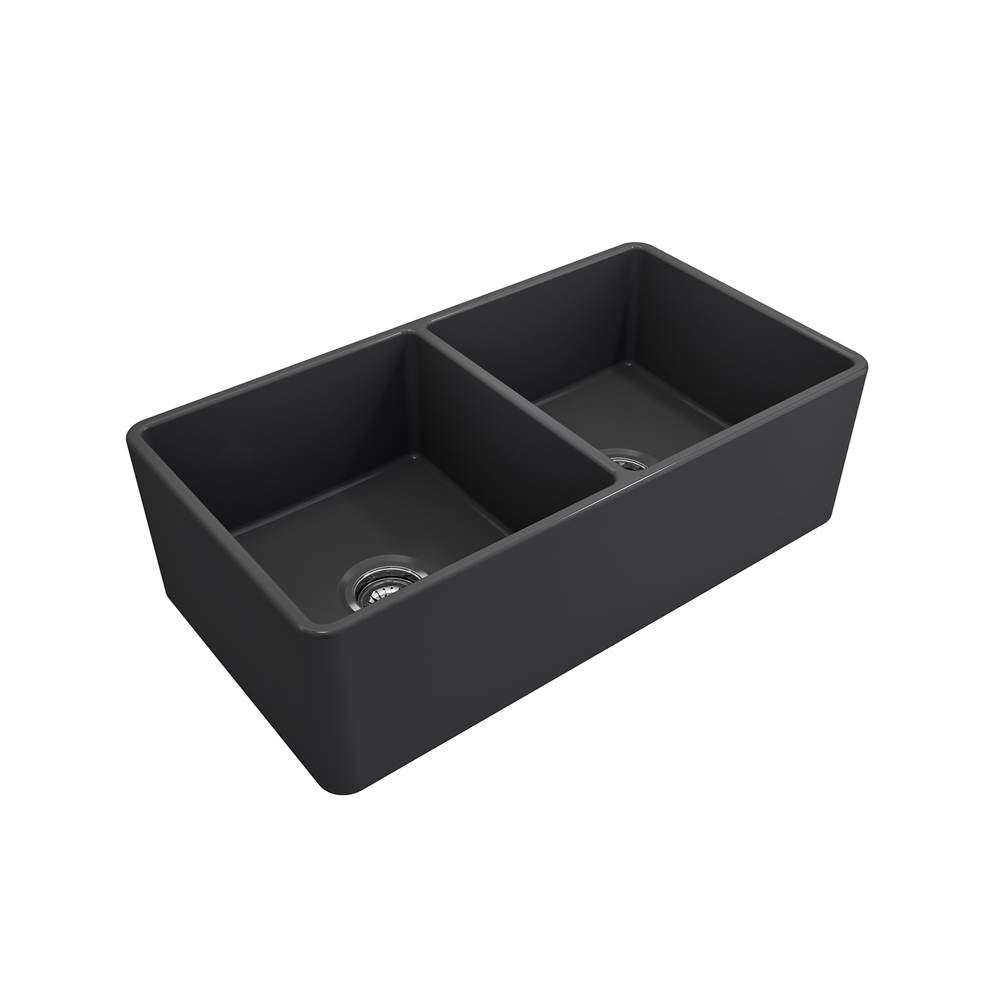 Classico Farmhouse Apron Front Fireclay 33 in. Double Bowl Kitchen Sink with Protective Bottom Grids and Strainers in White