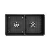 Classico Farmhouse Apron Front Fireclay 33 in. Double Bowl Kitchen Sink with Protective Bottom Grids and Strainers in White