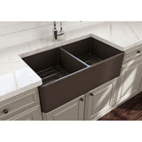 Classico Farmhouse Apron Front Fireclay 33 in. Double Bowl Kitchen Sink with Protective Bottom Grids and Strainers in White