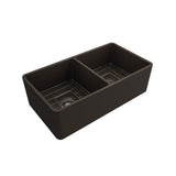 Classico Farmhouse Apron Front Fireclay 33 in. Double Bowl Kitchen Sink with Protective Bottom Grids and Strainers in White
