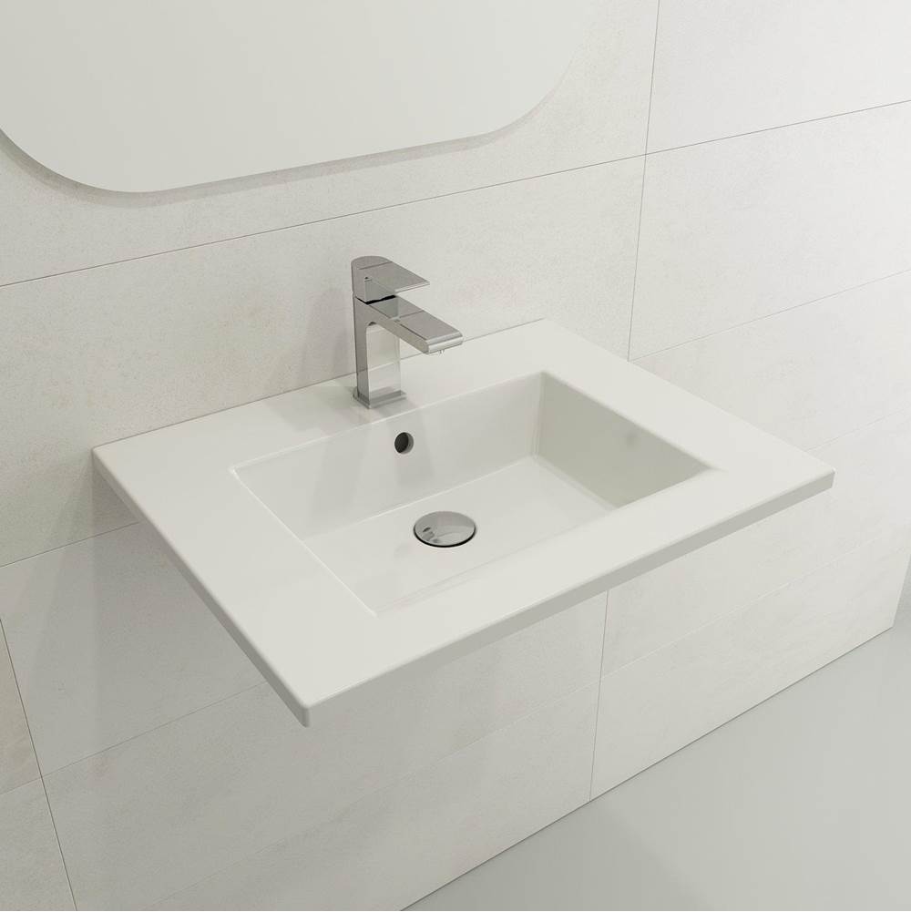 BOCCHI - Ravenna Wall-Mounted Sink Fireclay 24.5 in. 1-Hole with Overflow in White - White