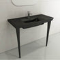BOCCHI - Lavita Wall-Mounted Console Sink Fireclay 40 in. 3-Hole with Overflow in Black - Black