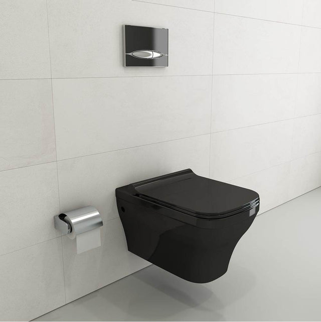 BOCCHI - Firenze Wall-Hung Toilet Bowl in Black - Black