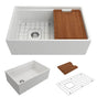 BOCCHI - Contempo Step-Rim Apron Front Fireclay 30 in. Single Bowl Kitchen Sink with Integrated Work Station & Accessories in White - White