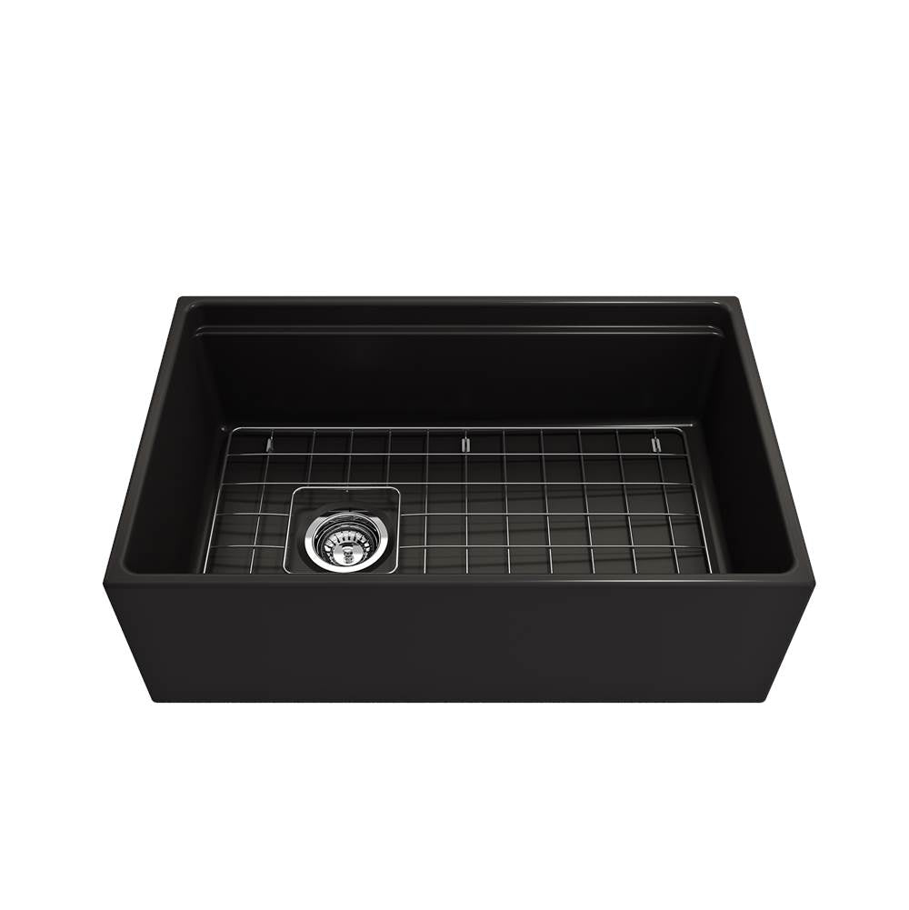 Contempo Step-Rim Apron Front Fireclay 30 in. Single Bowl Kitchen Sink with Integrated Work Station & Accessories in White
