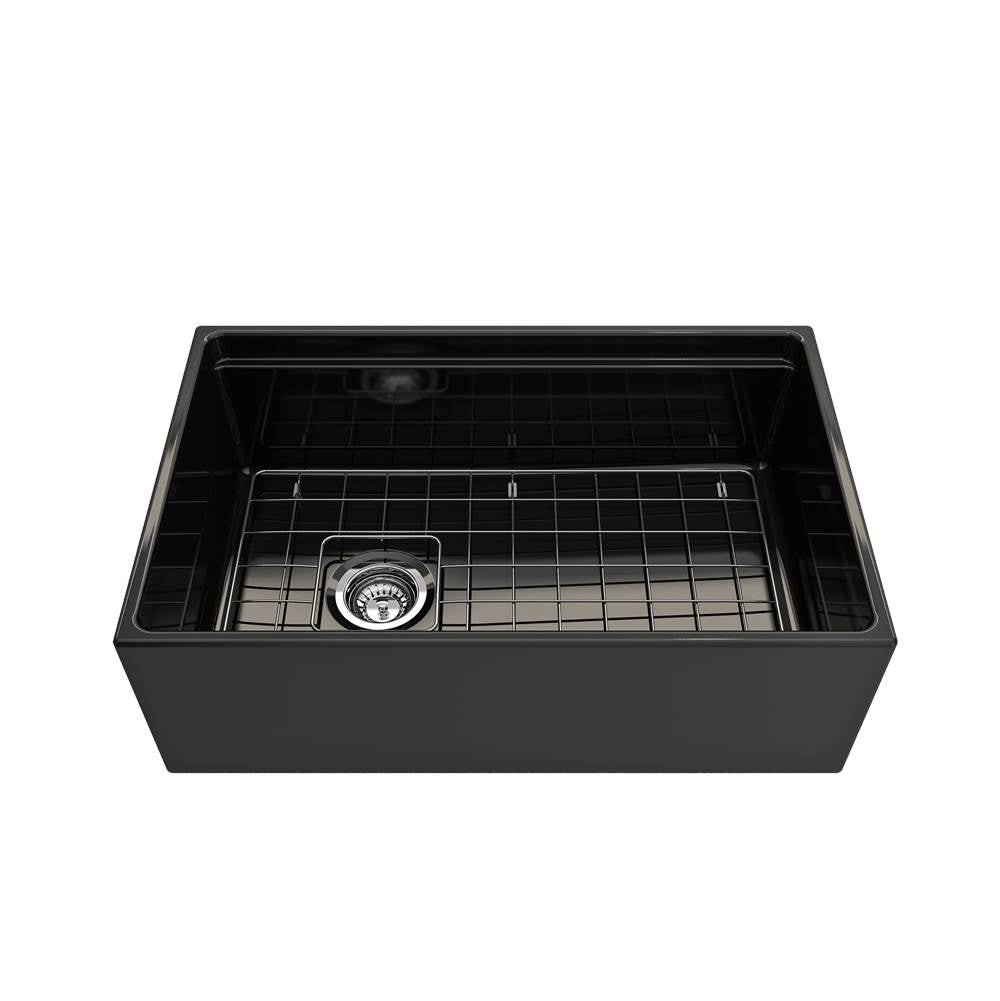 Contempo Step-Rim Apron Front Fireclay 30 in. Single Bowl Kitchen Sink with Integrated Work Station & Accessories in White