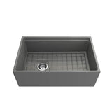 Contempo Step-Rim Apron Front Fireclay 30 in. Single Bowl Kitchen Sink with Integrated Work Station & Accessories in White