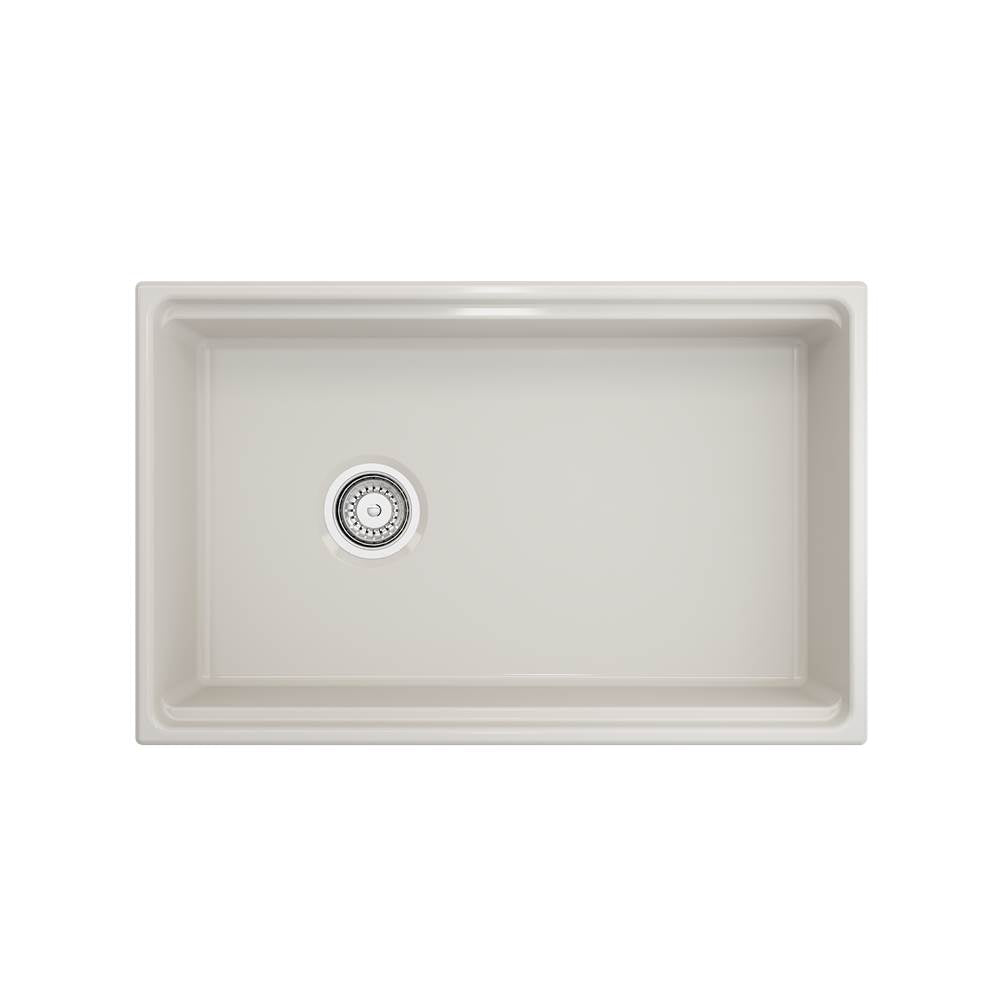 Contempo Step-Rim Apron Front Fireclay 30 in. Single Bowl Kitchen Sink with Integrated Work Station & Accessories in White