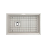 Contempo Step-Rim Apron Front Fireclay 30 in. Single Bowl Kitchen Sink with Integrated Work Station & Accessories in White