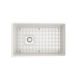Contempo Apron Front Fireclay 30 in. Single Bowl Kitchen Sink with Protective Bottom Grid and Strainer in White