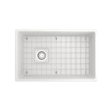 Contempo Apron Front Fireclay 30 in. Single Bowl Kitchen Sink with Protective Bottom Grid and Strainer in White