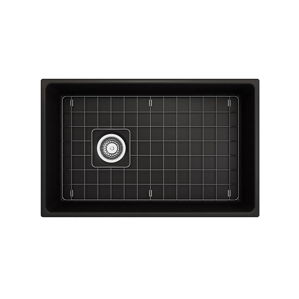 Contempo Apron Front Fireclay 30 in. Single Bowl Kitchen Sink with Protective Bottom Grid and Strainer in White